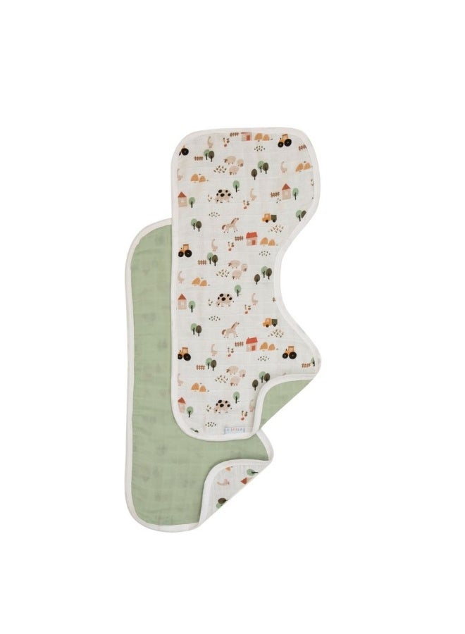 All4Ella Organic Burp Cloths - Country Farm Design - 2 Pack - Image 2