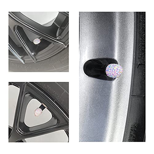 JUSTTOP 4 Pack Handmade Crystal Rhinestone Car Tire Valve Stem Caps, Car Wheel Tire Valve, Attractive Dustproof Bling Car Accessories, Universal for Cars, Trucks and Motorcycles-Pale Blue - Image 4