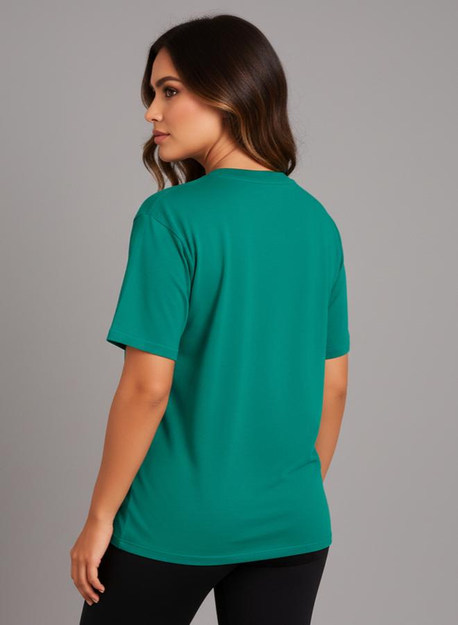 PAUSE Women Green Slogan Print T-Shirt - Image 3