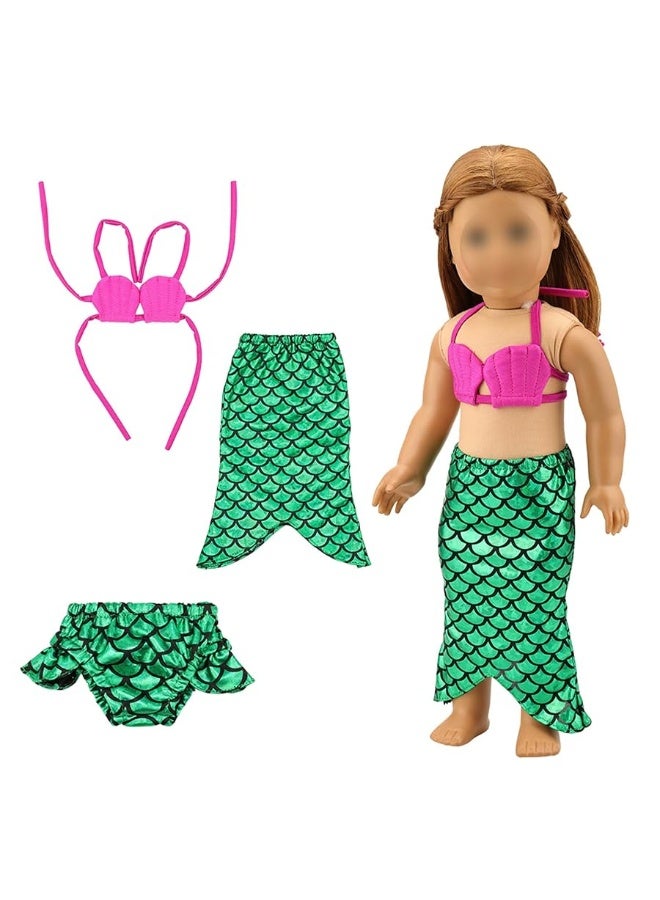 Barwa 18 Inch Doll Clothes Accessories 3 Sets Princess Mermaid Tail Outfits Dress Swimsuit Bikini Tops Underwear Swimwear for 18 Inch Dolls - Image 4