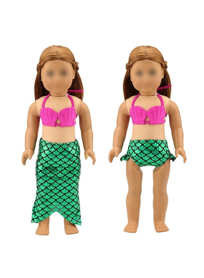 Barwa 18 Inch Doll Clothes Accessories 3 Sets Princess Mermaid Tail Outfits Dress Swimsuit Bikini Tops Underwear Swimwear for 18 Inch Dolls - Image 3