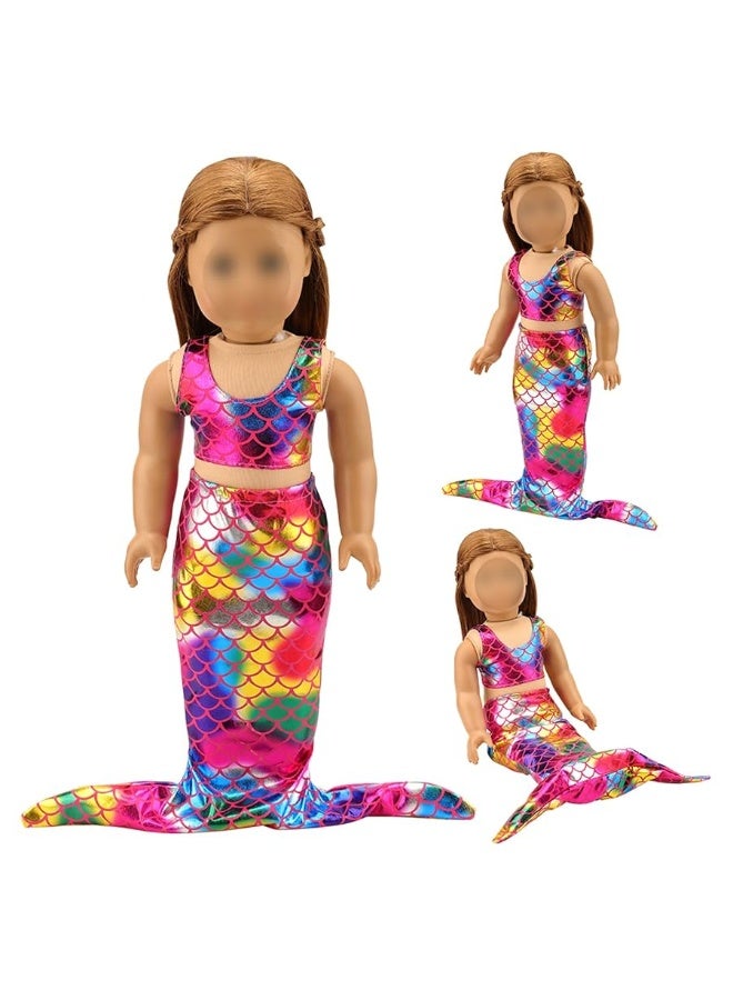 Barwa 18 Inch Doll Clothes Accessories 3 Sets Princess Mermaid Tail Outfits Dress Swimsuit Bikini Tops Underwear Swimwear for 18 Inch Dolls - Image 5