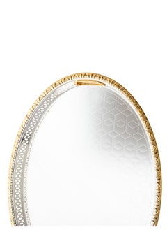 Bin Shihon Silver Oval Tray With Golden Frame Inner Handles Made Of Metal And Stainless Lacquered 55x40 Cm  - Image 4