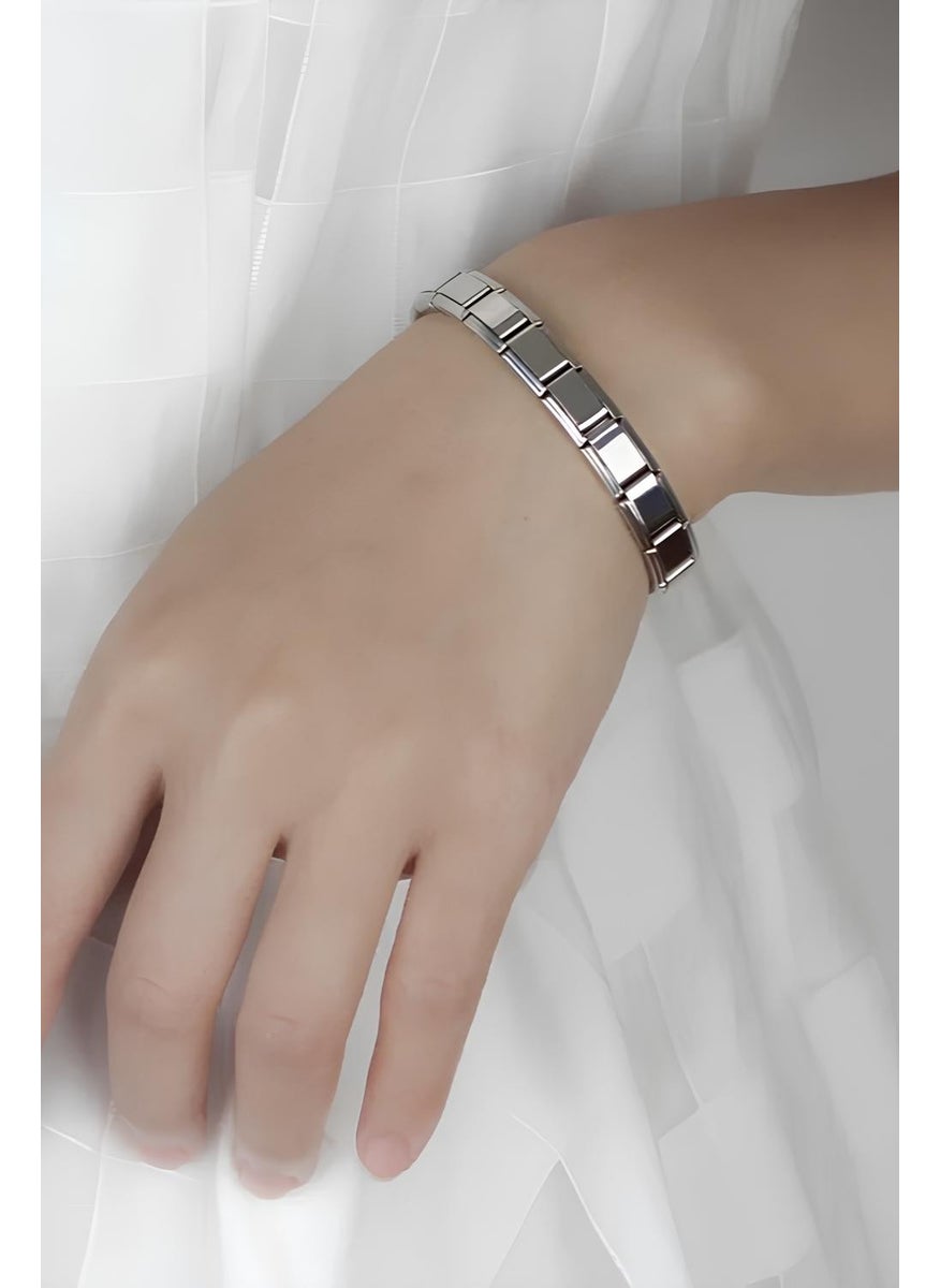 Takı Dükkanı Personalized Name Written Italian Charm 18cm Steel Bracelet scb26y  - Image 2