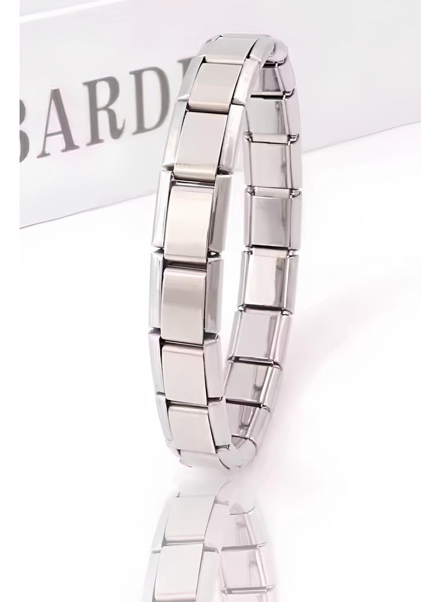 Takı Dükkanı Personalized Name Written Italian Charm 18cm Steel Bracelet scb26y  - Image 5