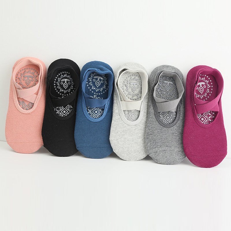Non Slip Yoga Socks with Cross Straps, Breathable Cotton Grip Socks for Women, Summer Casual - Image 5