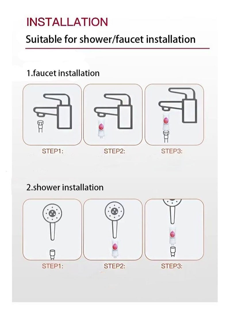 HaLunhi 2 Pcs Vitamin C Shower Filter, Shower Head Filter to Remove Chlorine Fluoride Deposits, Water Purification Filtration with Beads, Helps with Dry Skin and Hair Loss, Easy to Install (Lavender+Lavender) - Image 4