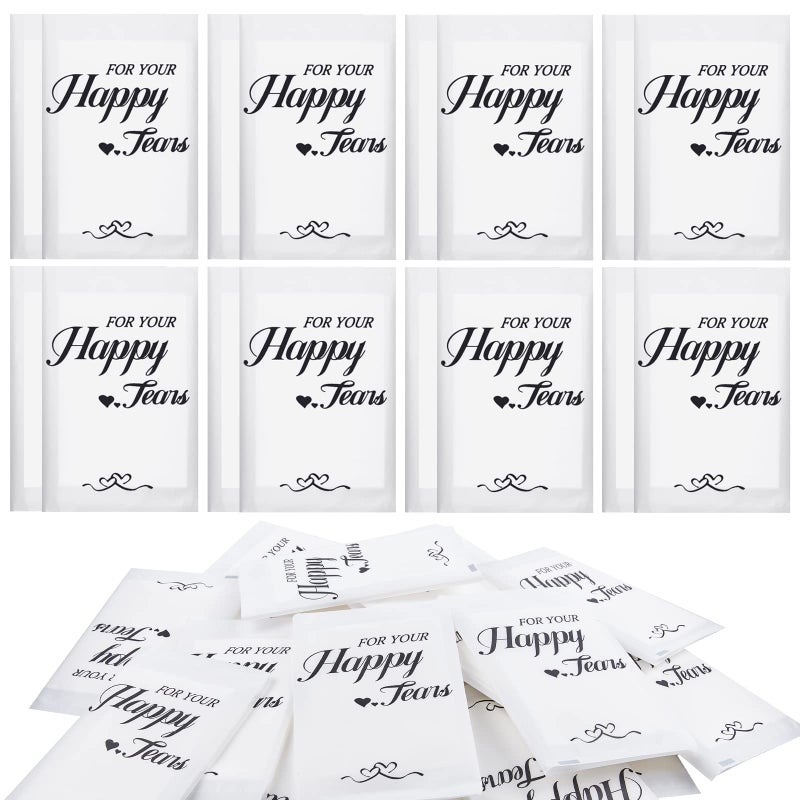 Ocmoiy Happy Tears Tissues 50Pack Wedding Tissues Packs for Guests Welcome Favor Bags Bulk Individual Pocket Tissue Packs for Your Big Moments