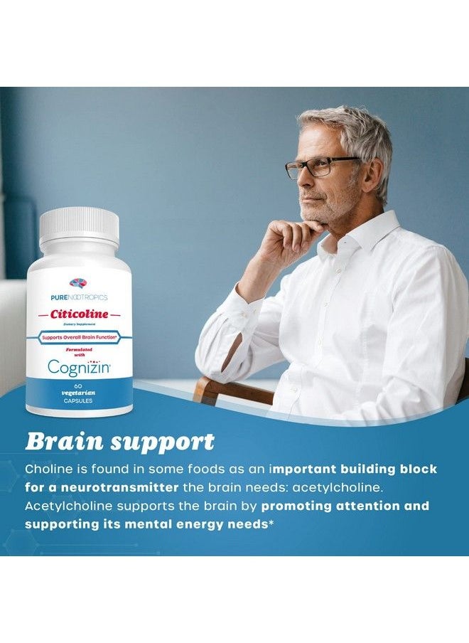Pure Nootropics - Cdp Choline (Citicoline) Capsules 300 Mg Capsules ; 60 Veg Cap Value Pack ; Supports Cognitive Function And Performance Memory Attention And Brain Health ; Bioavailable Cognizin - Image 1