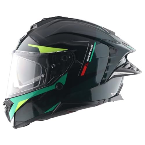 AXOR Brutale Kryptic Dual Spoiler Helmet – Aerodynamic Full Face Design | Certified (ISI, DOT, ECE) | Premium Safety & Comfort- Dull Black Green , Size:XL - Image 1