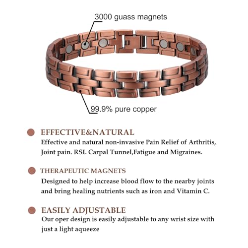 EDMIRIA Copper Magnetic Bracelet for Men – Stylish Adjustable Pure Copper Therapy Bracelet for Pain Relief & Wellness (Design-9) - Image 4