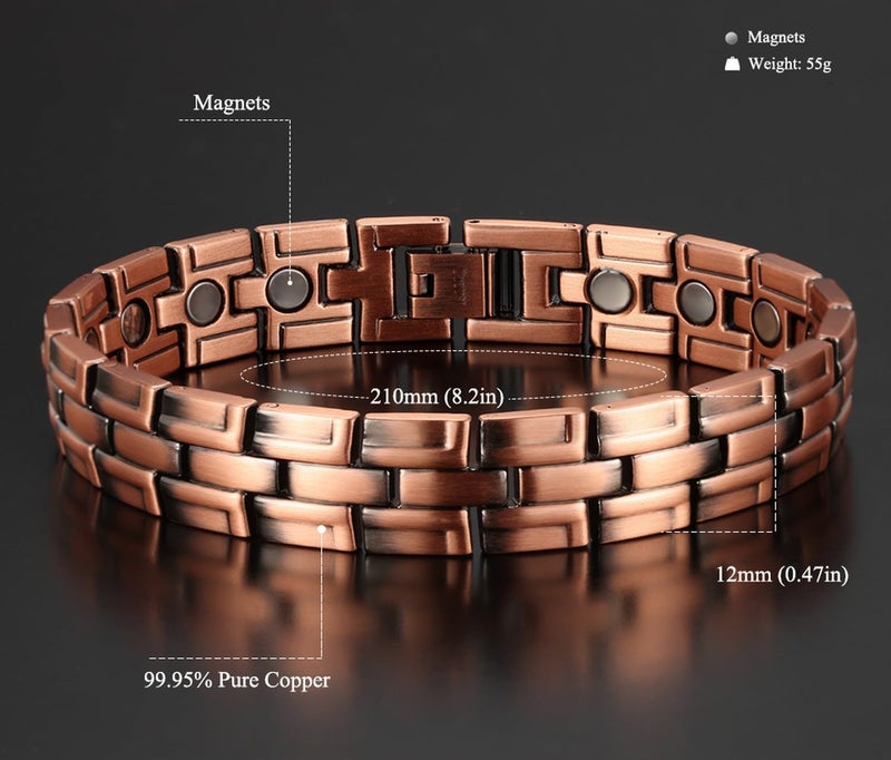 EDMIRIA Copper Magnetic Bracelet for Men – Stylish Adjustable Pure Copper Therapy Bracelet for Pain Relief & Wellness (Design-9) - Image 2