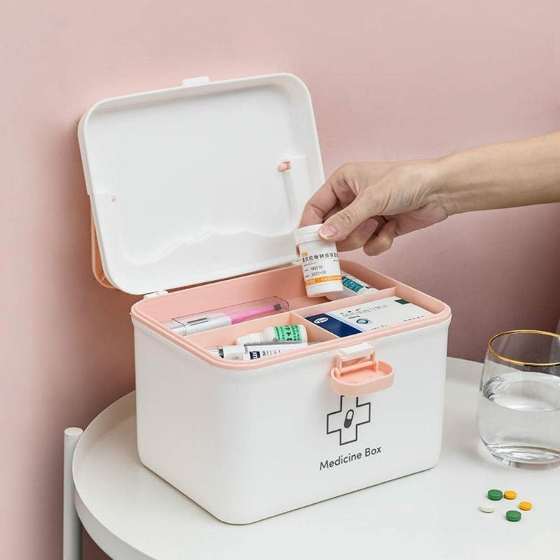 Sankirtan صندوق تخزين دواء محمول متعدد الوظائف 1 قطعة من سانكيرتان، صندوق طبي، صندوق متعدد الأغراض مع مقبض درج إضافي للاستخدام المنزلي والمكتبي والتخييم والسفر (نمط 2) - Image 3