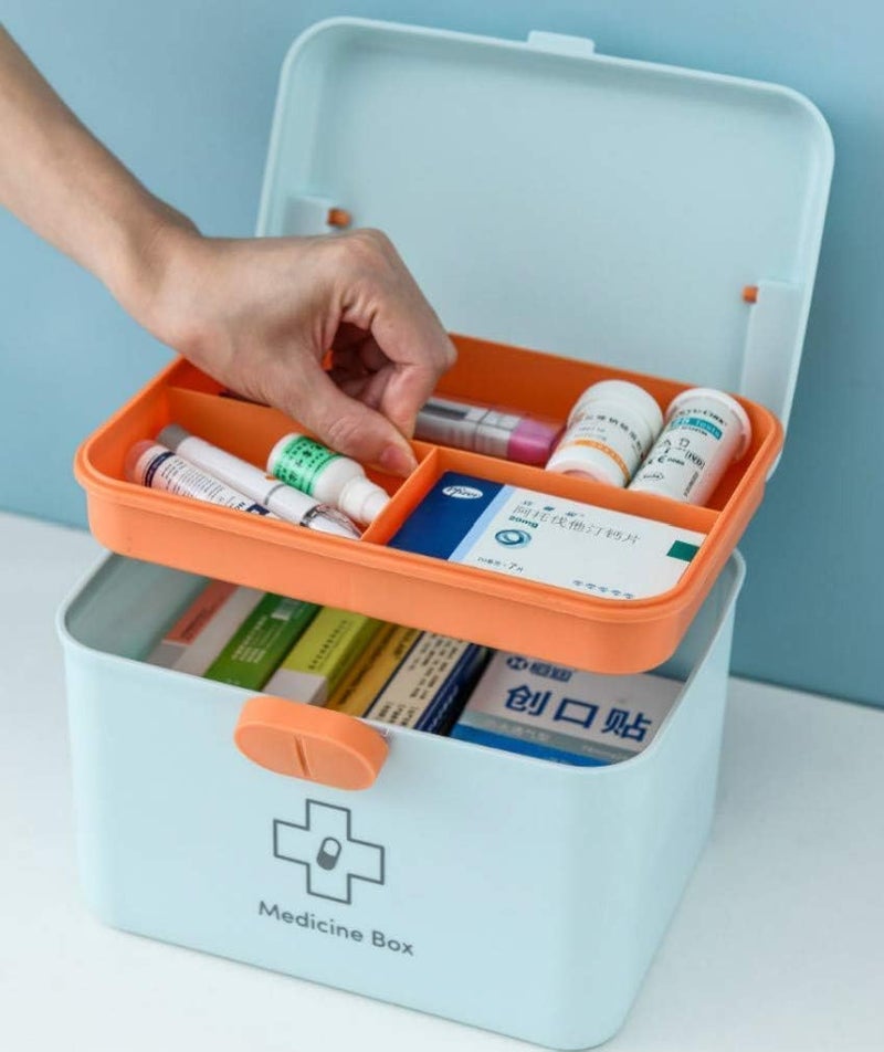 Sankirtan صندوق تخزين دواء محمول متعدد الوظائف 1 قطعة من سانكيرتان، صندوق طبي، صندوق متعدد الأغراض مع مقبض درج إضافي للاستخدام المنزلي والمكتبي والتخييم والسفر (نمط 2) - Image 5