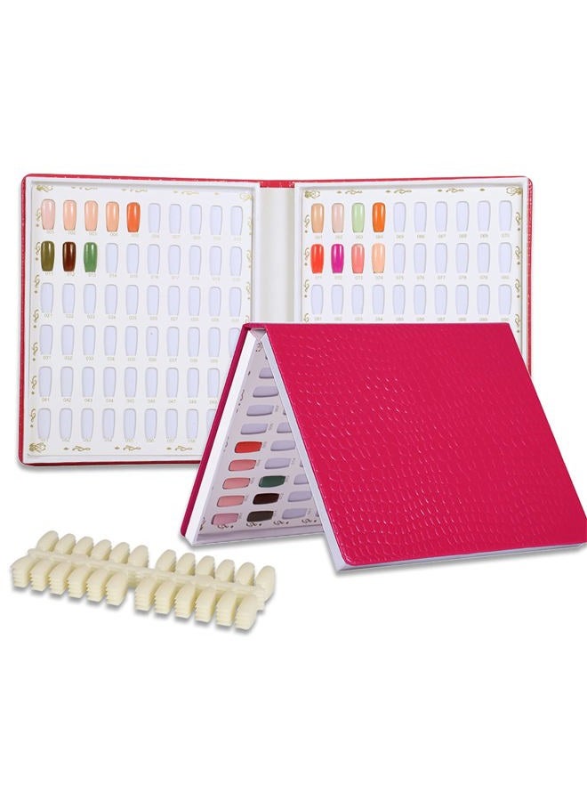 NMKL38 120 Nail Color Chart Display Book for Nail Polish UV Gel Color Cards Nail Salon Tool with False Nail Tips (Rose) - Image 1