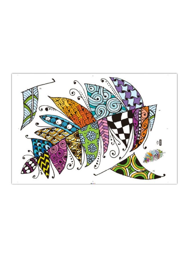 NIBEMINENT Qiangtie Leaf Pattern Wall Sticker Blue/Black/Orange 70x50cm - Image 1