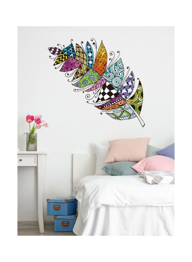 NIBEMINENT Qiangtie Leaf Pattern Wall Sticker Blue/Black/Orange 70x50cm - Image 3