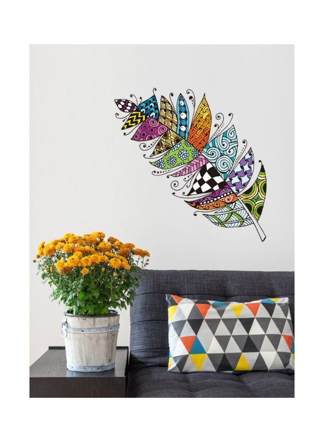 NIBEMINENT Qiangtie Leaf Pattern Wall Sticker Blue/Black/Orange 70x50cm - Image 2