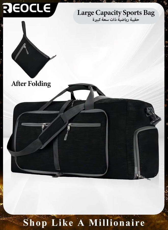 REOCLE Sports Gym Bag Foldable Travel Duffle Bag with Shoes Compartment 65L Waterproof Training Sport Holdall Travel Overnight Weekend Bag for Men and Women - Image 1