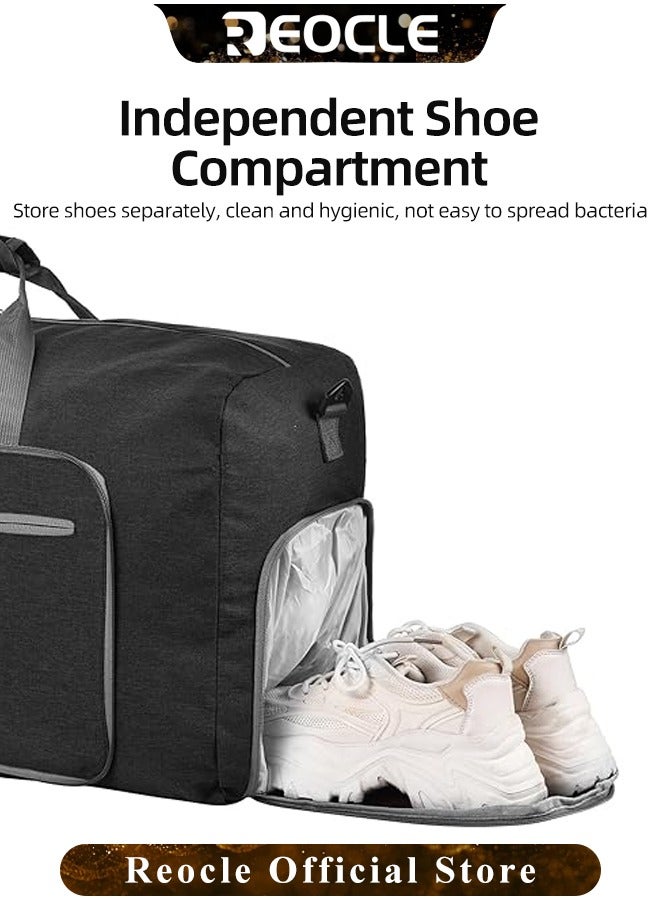 REOCLE Sports Gym Bag Foldable Travel Duffle Bag with Shoes Compartment 65L Waterproof Training Sport Holdall Travel Overnight Weekend Bag for Men and Women - Image 4
