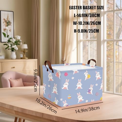 NIETEIN Kid Large Empty Easter Basket Gift Personalized Fabric Bunny Easter Basket for Boy and Girl Room Decor Storage Bin (Cute Rabbit Holding Easter Egg) - Image 3