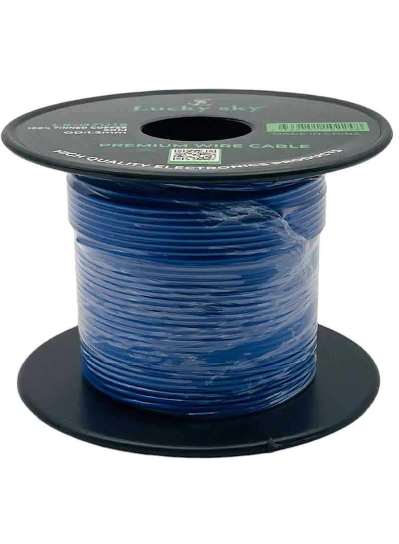 Lucky Sky 26awg Wire Flexible Silicone Tinned Copper UL1007 Silicone Rubber Insulated  Blue Color 50M 164ft OD:-1.3mm Stranded Hook up Wire. (BLUE) - Image 1