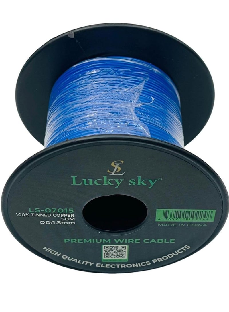 Lucky Sky 26awg Wire Flexible Silicone Tinned Copper UL1007 Silicone Rubber Insulated  Blue Color 50M 164ft OD:-1.3mm Stranded Hook up Wire. (BLUE) - Image 2