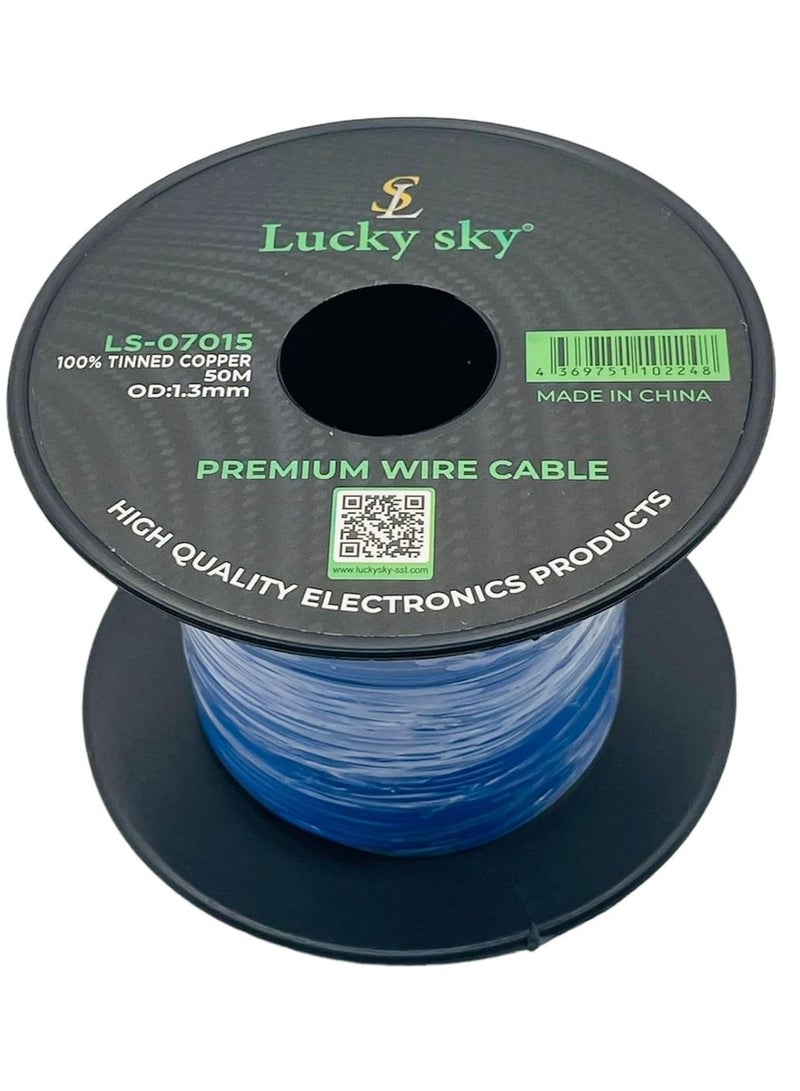 Lucky Sky 26awg Wire Flexible Silicone Tinned Copper UL1007 Silicone Rubber Insulated  Blue Color 50M 164ft OD:-1.3mm Stranded Hook up Wire. (BLUE) - Image 3