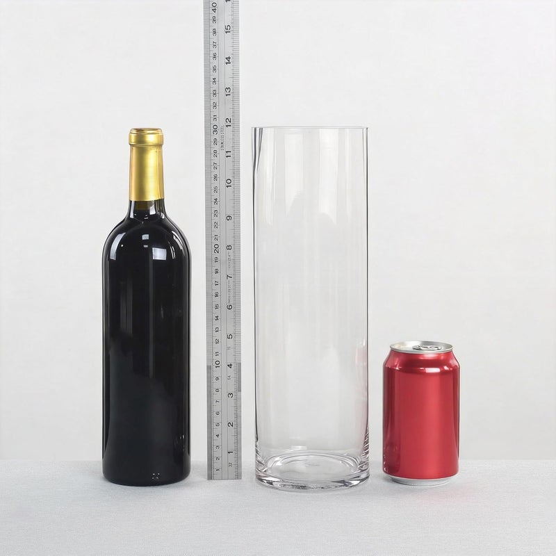 CYS EXCEL Clear Glass Cylinder Vase (H:12" D:4") | Multiple Size Choices Glass Flower Vase Centerpieces | Hurricane Floating Candle Holder - Image 1