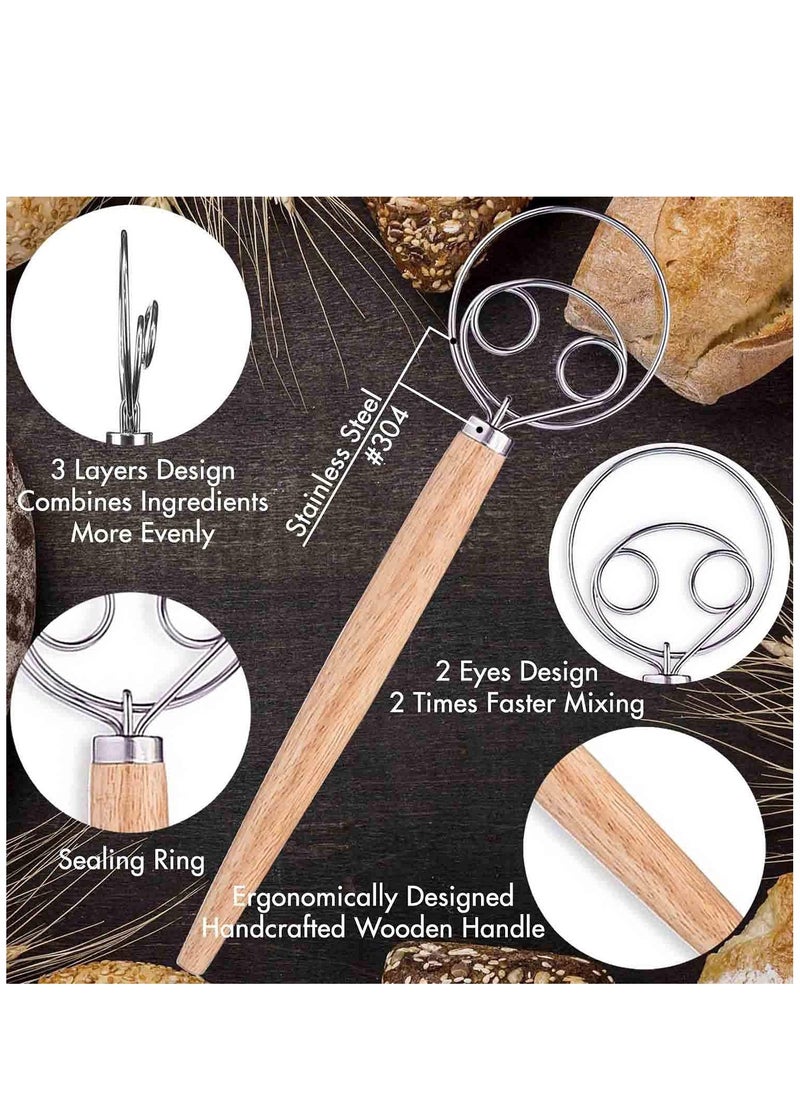 Excefore Bread Lame and Large Danish Dough Whisk Set, With 5 Replacement Blades and Leather Protective Cover Stainless Steel Bread Making Tools for Pastry, Baking Cake  - Image 4