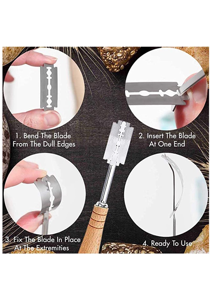 Excefore Bread Lame and Large Danish Dough Whisk Set, With 5 Replacement Blades and Leather Protective Cover Stainless Steel Bread Making Tools for Pastry, Baking Cake  - Image 5