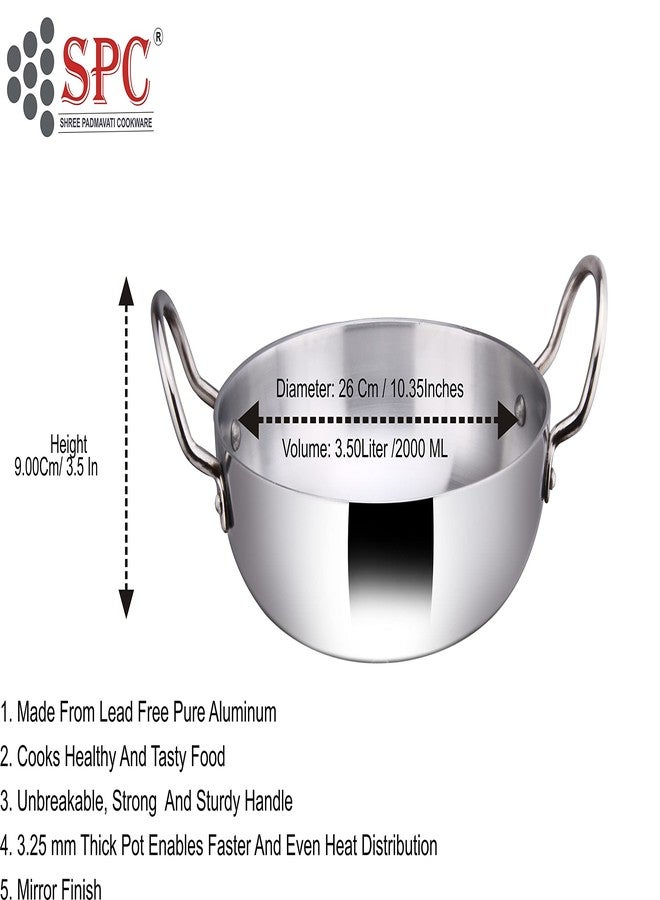 SPC Shree Padmavati Cookware Polish Deep Kadhai, Thickness 3.25mm Diameter 26 cm (3.50 Ltrs) - Image 2