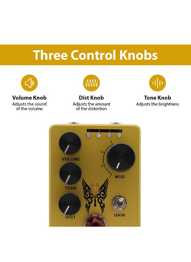 MOSKYAudio MOSKYAUDIO Guitar Distortion Pedal Electric Guitar Effects Pedal Volume/Tone/Distortion Control True Bypass Metal Shell DC 9V 6.35mm Input/Output Interface Mini Guitar Distortion Effector  - Image 3