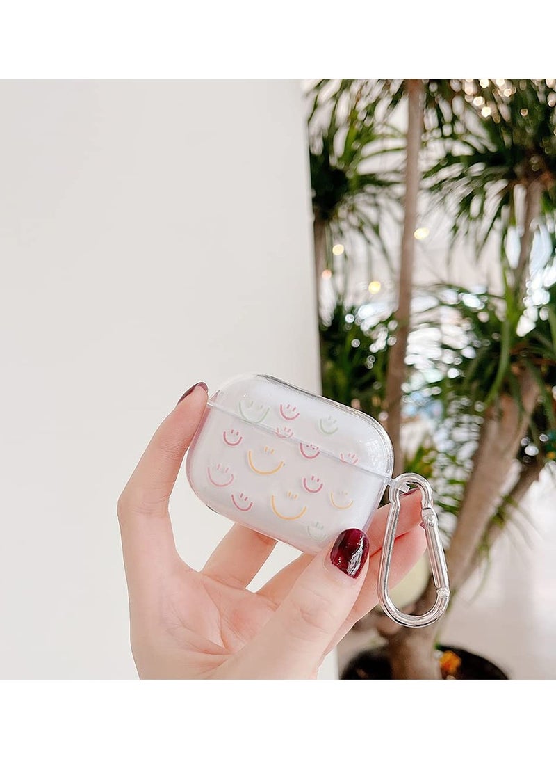 SYOSI Cute Case with Keychain for Clear Airpod Pro, Cartoon Doodle Smiley Face Airpod Pro Case Smooth Shockproof Cover Cute Clear Cover Compatible with Airpod Pro Charging Case for Girls Kids Women Men - Image 2