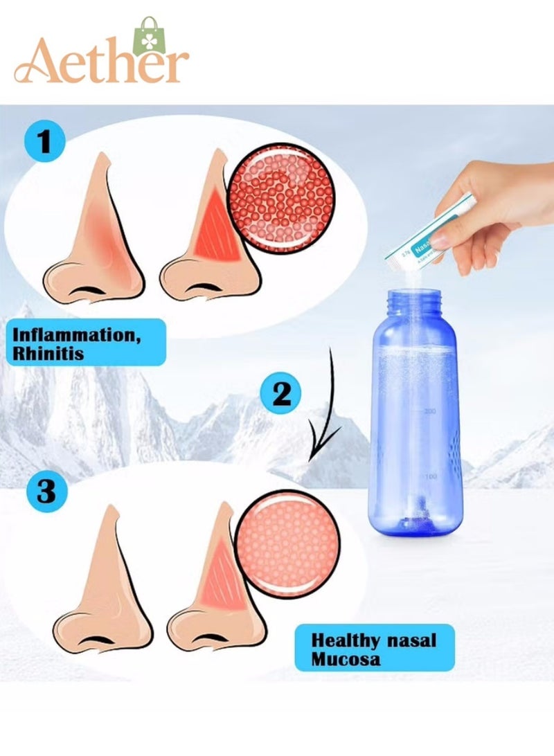 AETHER Neti Pot Saline Packets,100 Premixed Packets Sinus Rinse - Soothing Saline Nasal Rinse for Sinus Pressure, Cold and Flu Control, Natural Relief or Nasal Cleaning - Image 4