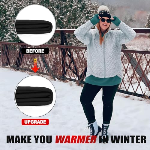 NEW YOUNG 2 Pack Plus Size Fleece Lined Leggings Women-1X-4X High Waist Winter Tummy Control Thermal Warm Yoga Pants Workout Black,Navy Blue - Image 3