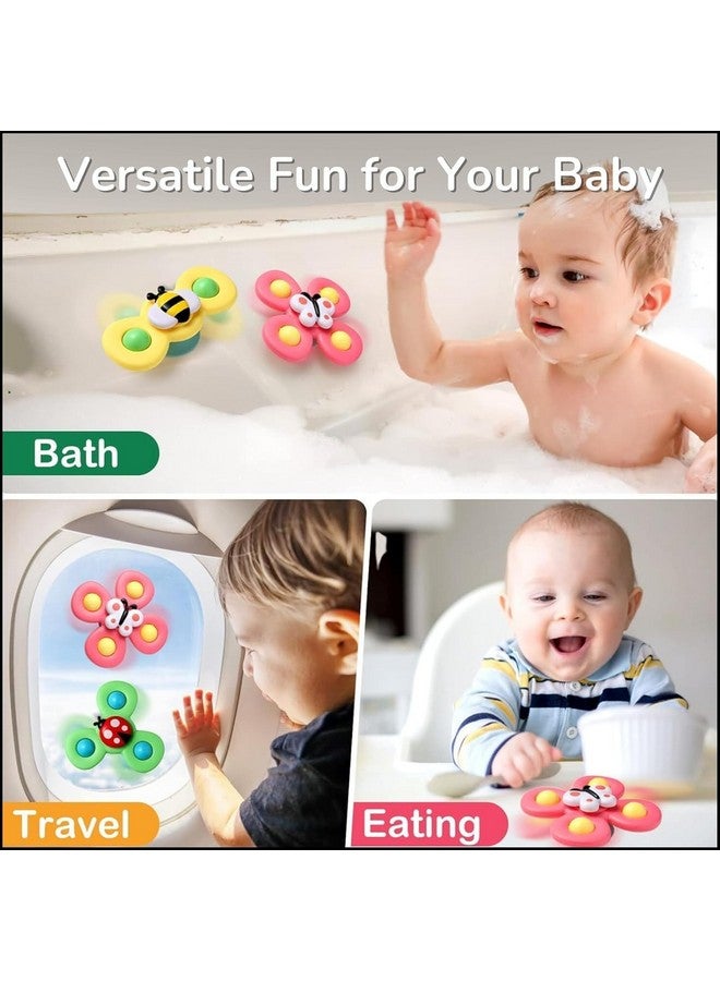Supreme Deals ® Spinning Bath Toy 3Pcs Silicone Suction Cup Base Sensory Waterproof Bath Spinner Bath Sticks To Rotating Learning Baby Smooth Surface Chair Tray For Kids (3Pcs Silicone Suction Cup) - Image 2