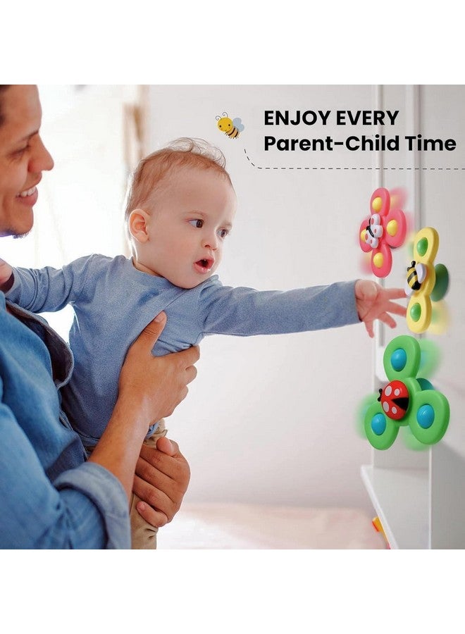 Supreme Deals ® Spinning Bath Toy 3Pcs Silicone Suction Cup Base Sensory Waterproof Bath Spinner Bath Sticks To Rotating Learning Baby Smooth Surface Chair Tray For Kids (3Pcs Silicone Suction Cup) - Image 1