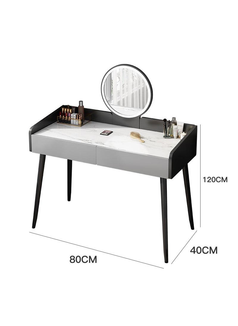 Sharpdo - Multifunctional Vanity table With Drawer Storage, Bedroom Dresser with Mirror 80 * 40 * 120cm (Grey) - Image 1