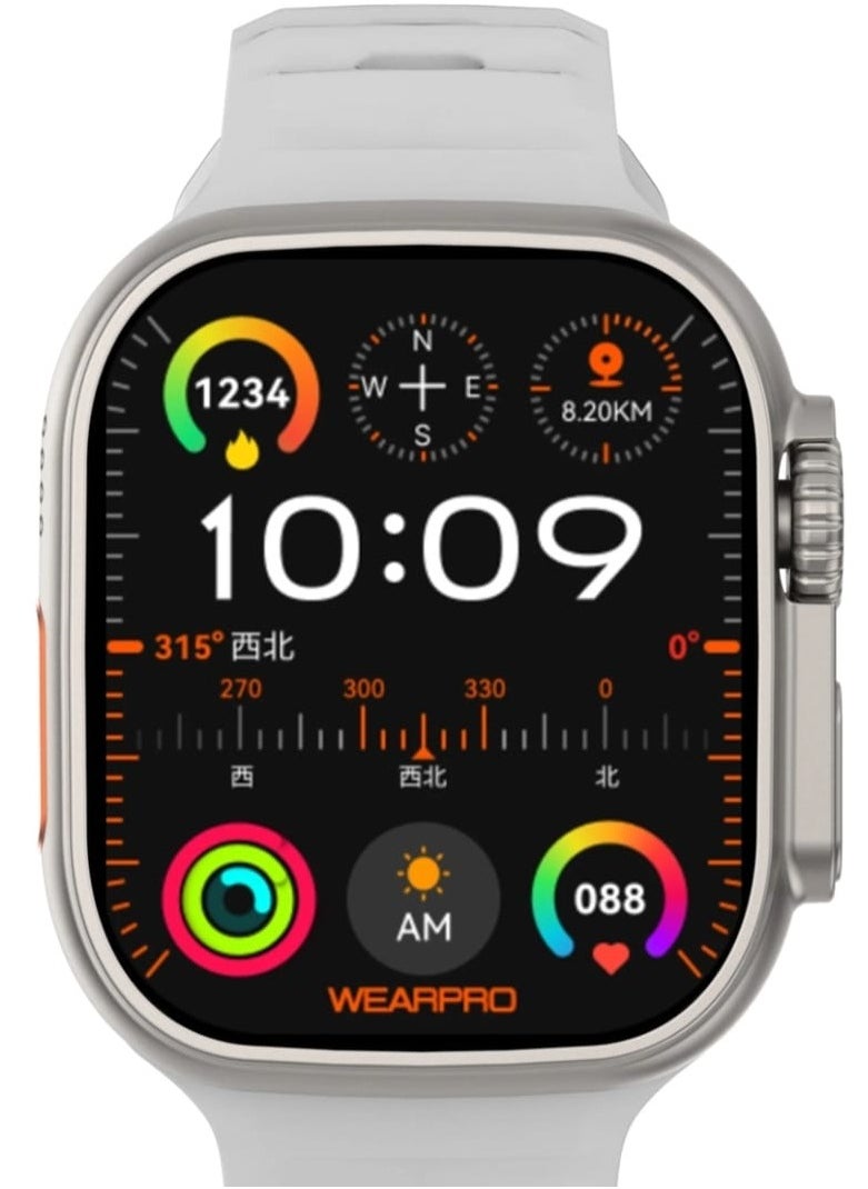 DT NO.I - DT NO.1 Ultra: a silver-colored smart watch that combines luxury and power. A complete sports experience with a modern and elegant design. Supports the Wear Pro application to manage your life with ease. Equipped with advanced technologies such as NFC to keep up with the future - Image 1