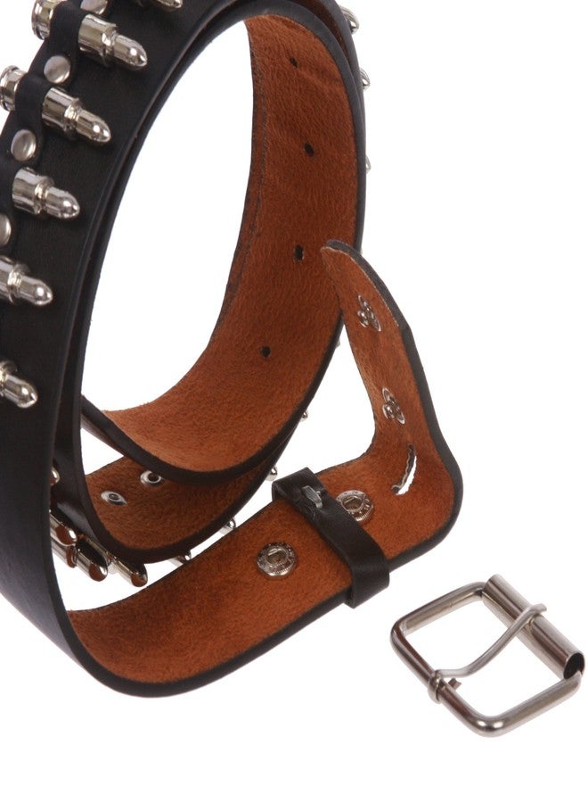 Beltiscool Snap On Imitation Bullets Leather Belt, Black | S-30"~32" - Image 2