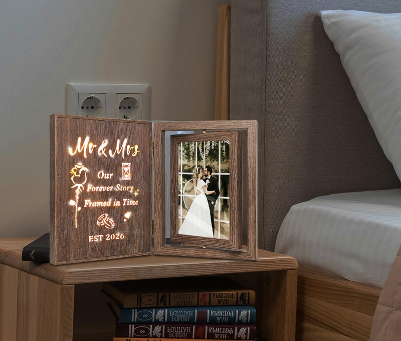 EYITUPC Wedding Gifts for Couples 2026 Light Up Mr and Mrs Picture Frame, Bridal Shower Gifts for Bride Groom, Rotating Wedding Photo Frames 4x6 for 2 Pictures - Image 5