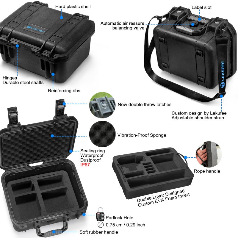 Lekufee Waterproof Hard Case for DJI Osmo Action 6, Osmo Action 5 Pro/4/3 Camera,Adventure Combo,Standard Combo and More Accessories(Case Only) - Image 3