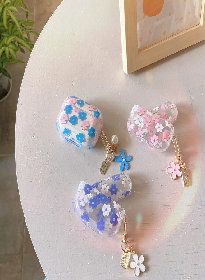 Olytop for Cute Airpods Pro 2nd/1st Generation Case Clear, Soft TPU Flower Airpods Pro 2 Gen Cover Protective Skin Girl Women with Floral Keychain for iPod Pro 2/1 Gen 2023/2022/2019 - Pink - Image 5