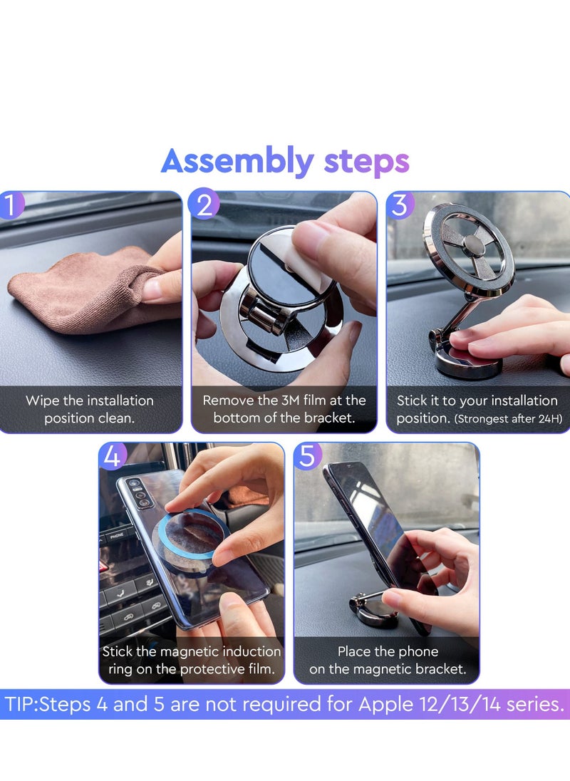 Magnetic Car Phone Holder, Magnetic Phone Holder for Car Dashboard, Air Vent Cell Phone Holder, Compatible with MagSafe Car Mount, Adjustable Phone Mount for iPhone 14 13 12 Pro Max Plus - Image 3