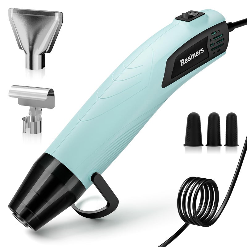 Resiners Heat Gun for Resin, 350W Fast Heating Dual Temp Heat Gun (482Â°F~662Â°F) with 3 Nozzles & 3 Silicone Covers, 4.9Ft Long Heat Gun for Bubble Remove,Vinyl Shrink Wrap,Candle Making,Epoxy Resin - Image 1