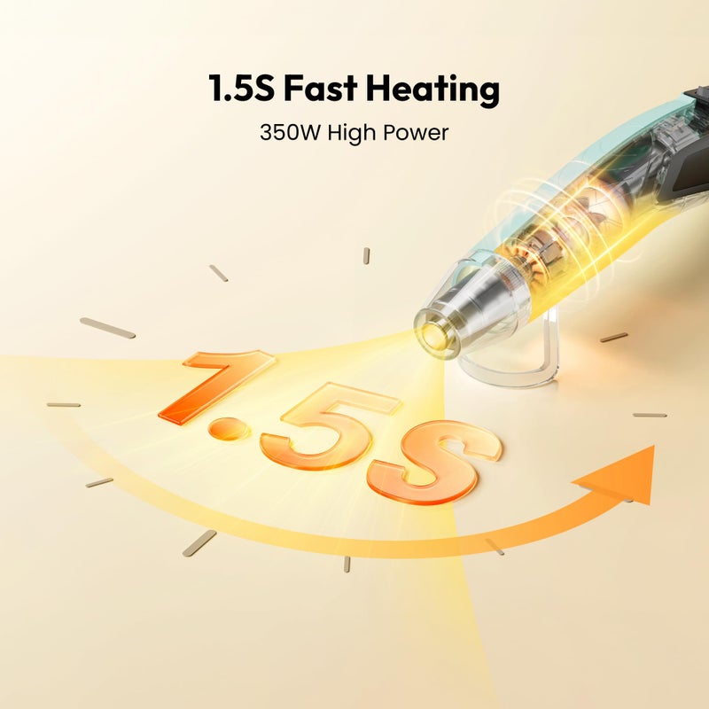 Resiners Heat Gun for Resin, 350W Fast Heating Dual Temp Heat Gun (482Â°F~662Â°F) with 3 Nozzles & 3 Silicone Covers, 4.9Ft Long Heat Gun for Bubble Remove,Vinyl Shrink Wrap,Candle Making,Epoxy Resin - Image 4