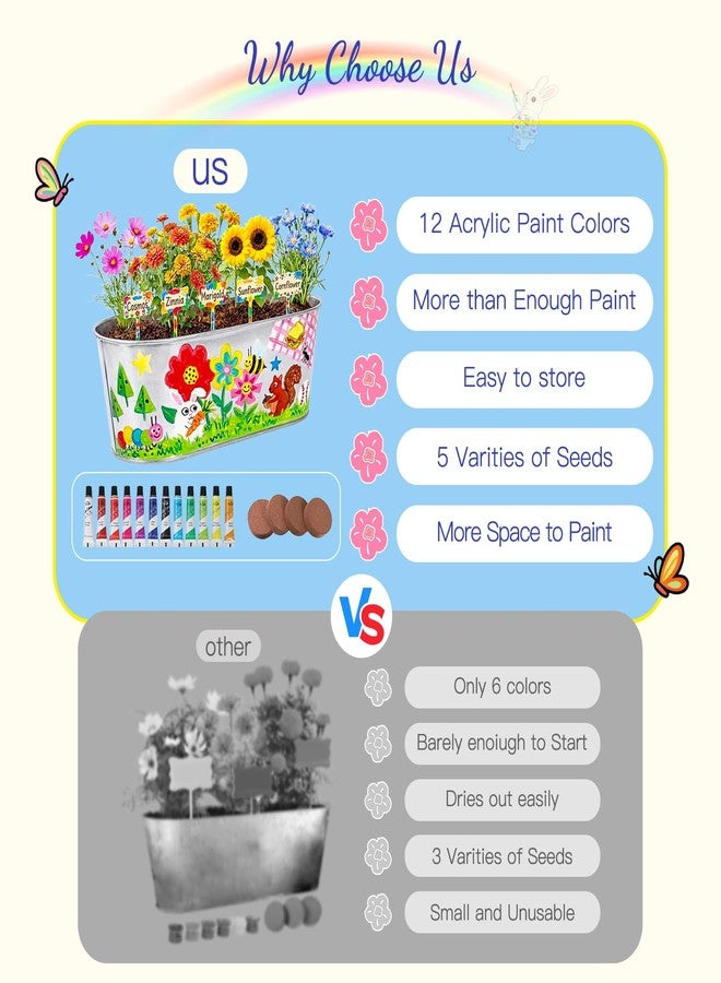 TitaniX Large Paint & Plant Flower Growing Kit for Kids with 5 Flower Seeds, Gift Ideas Age 5 6 7 8-12 Years, Fun Kids Gardening Set, Birthday Crafts Gifts for Girls & Boys, Art Projects for Ages 5-12 Years - Image 5