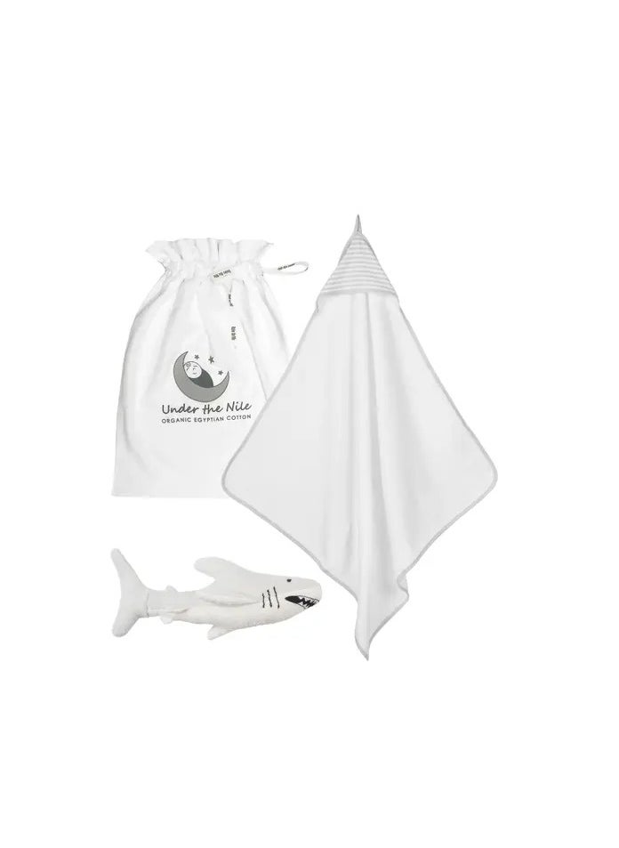 Under the Nile - Under the Nile Organic Cotton Super Soft Baby Deluxe Hooded Towel Striped- Super Absorbent Baby Bath Shower Towel for Sensitive Skin Baby - Image 1