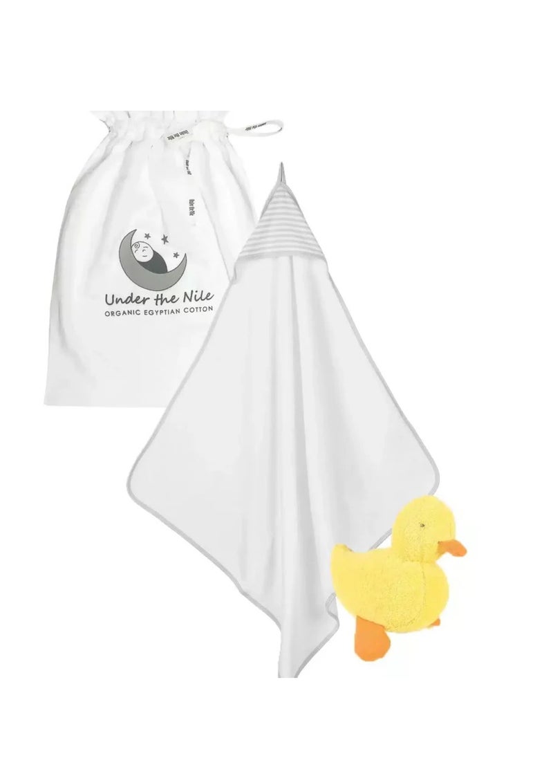Under the Nile - Under the Nile Organic Cotton Super Soft Baby Deluxe Hooded Towel Striped- Super Absorbent Baby Bath Shower Towel for Sensitive Skin Baby - Image 1
